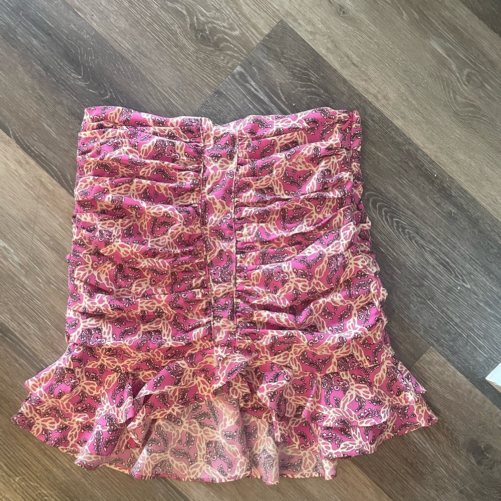 Isabel Marant Pink Patterned Ruffle Mini Skirt